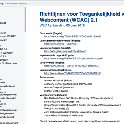 Richtlijnen voor toegankelijke websites, online documenten en apps nu ook beschikbaar in het Nederlands