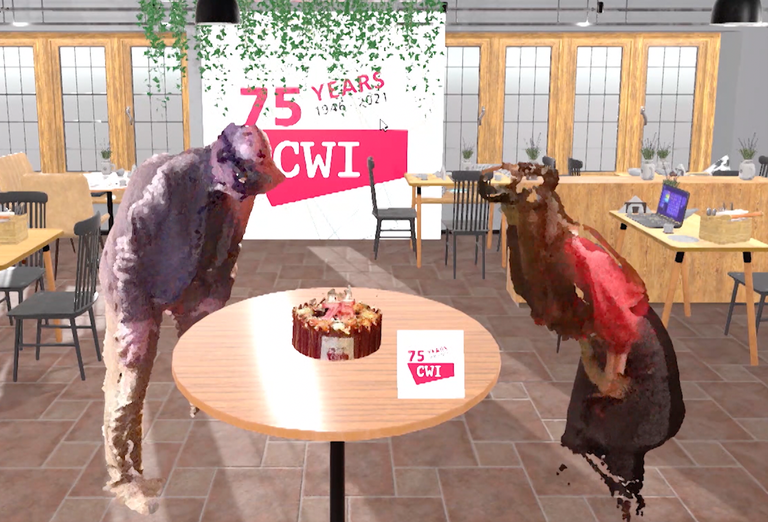 virtual cake eating by 2 persons